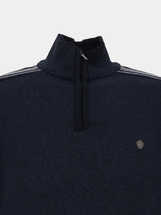 Pull chiné à col zippé j12 bleu marine homme - RMS 26