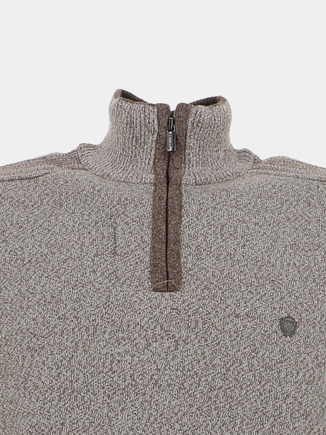 Pull chiné à col zippé j12 marron homme - RMS 26
