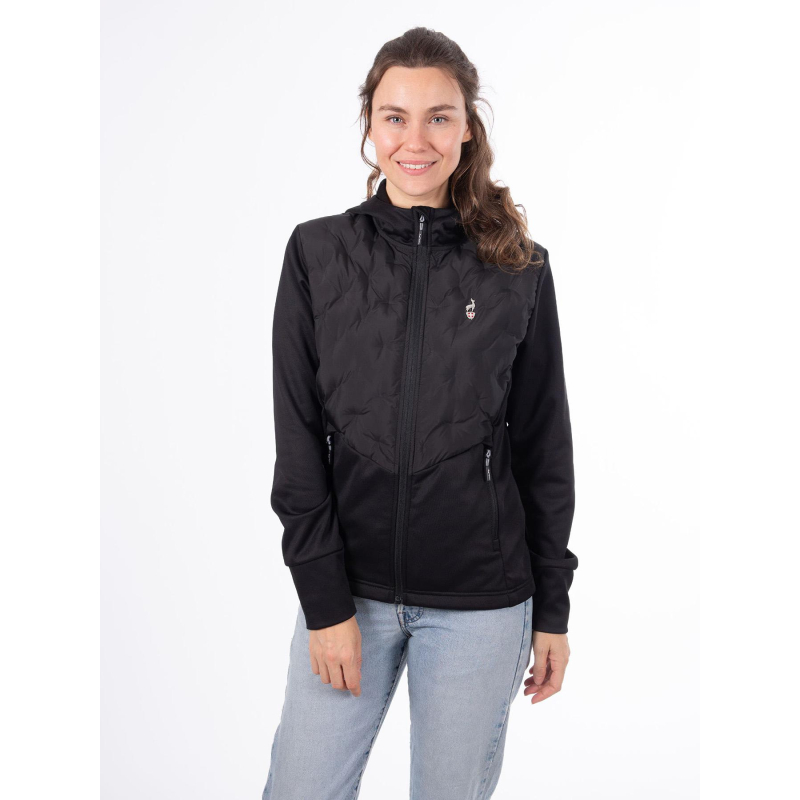 Veste hybride bi matière avec capuche volta noir femme - Aulp