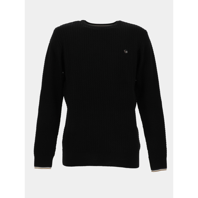 Pull en laine torsadé fairland noir homme - Benson & Cherry