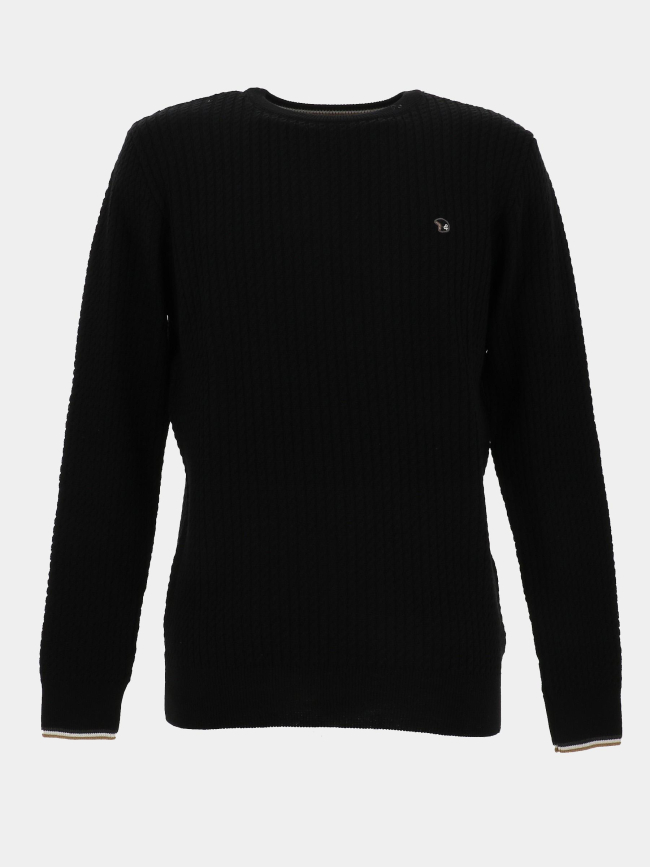 Pull en laine torsadé fairland noir homme - Benson & Cherry
