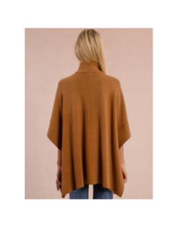 Cape longue boutonnée camel marron femme - Molly Bracken