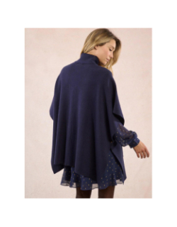 Cape longue boutonnée camel bleu femme - Molly Bracken