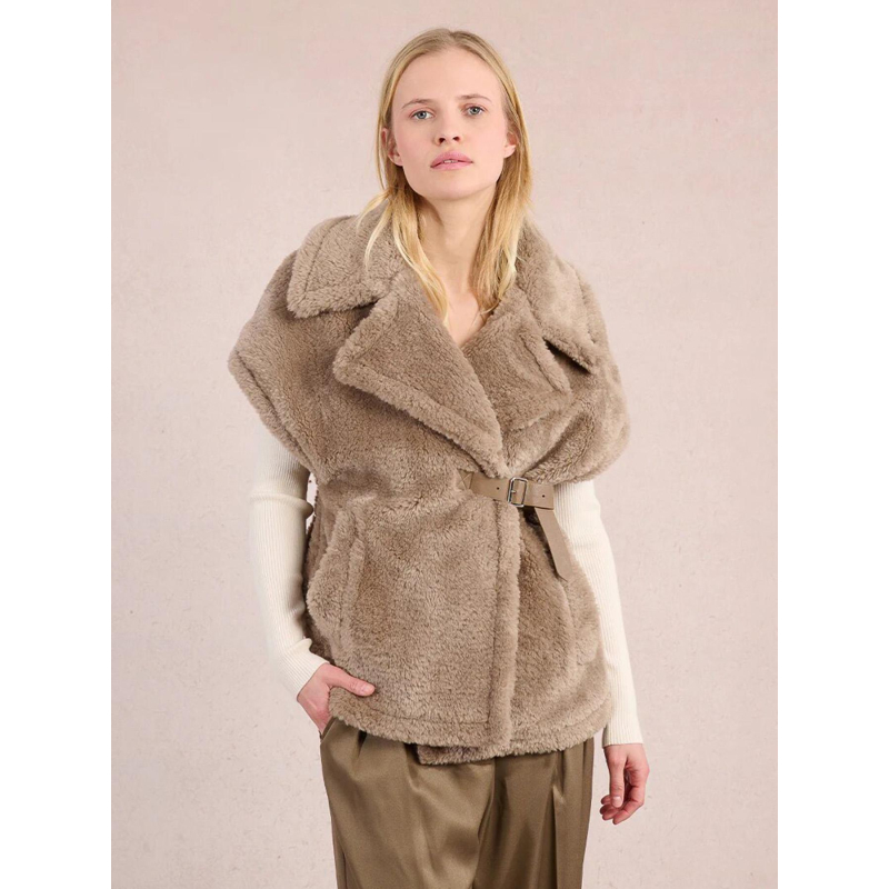 Veste sans manche fausse fourrure marron femme - Molly Bracken