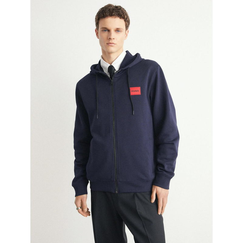 Sweat zippé à capuche daple bleu marine homme - Hugo