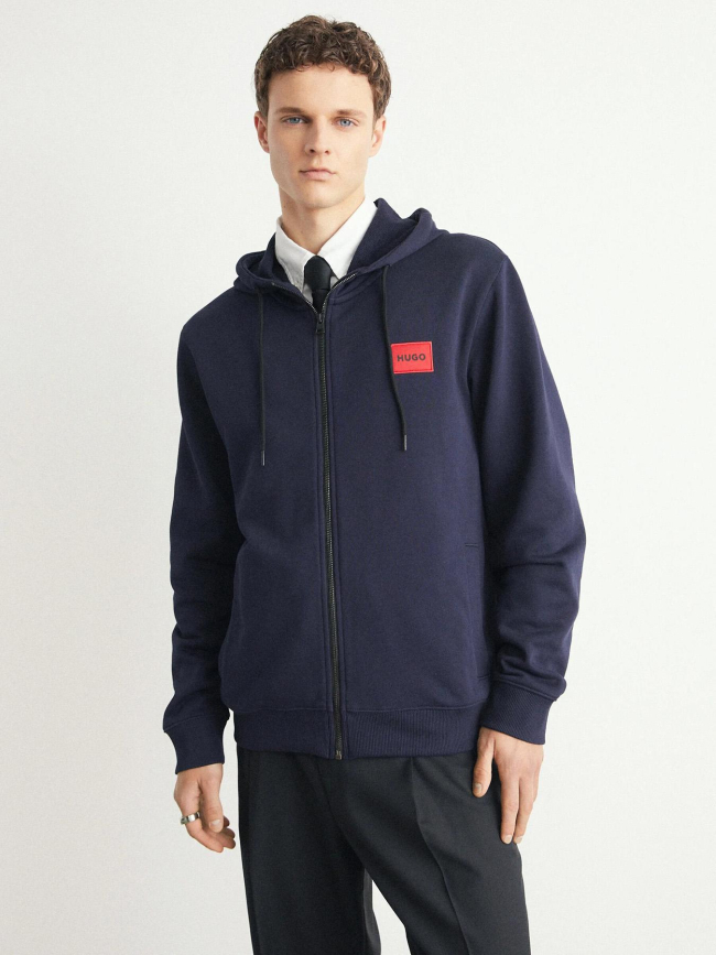 Sweat zippé à capuche daple bleu marine homme - Hugo