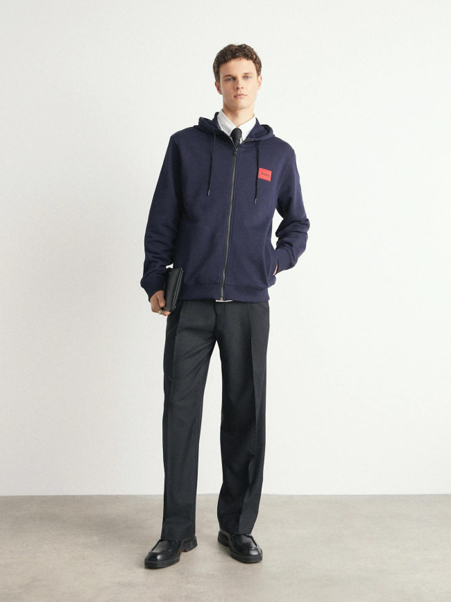 Sweat zippé à capuche daple bleu marine homme - Hugo