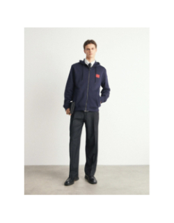 Sweat zippé à capuche daple bleu marine homme - Hugo