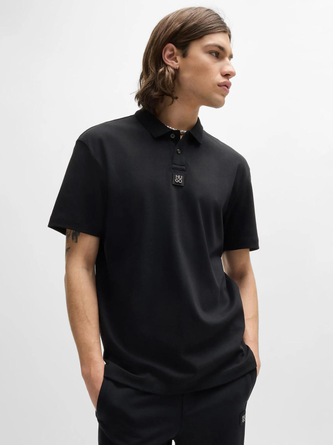 Polo à logo métallique deabono noir homme - Hugo