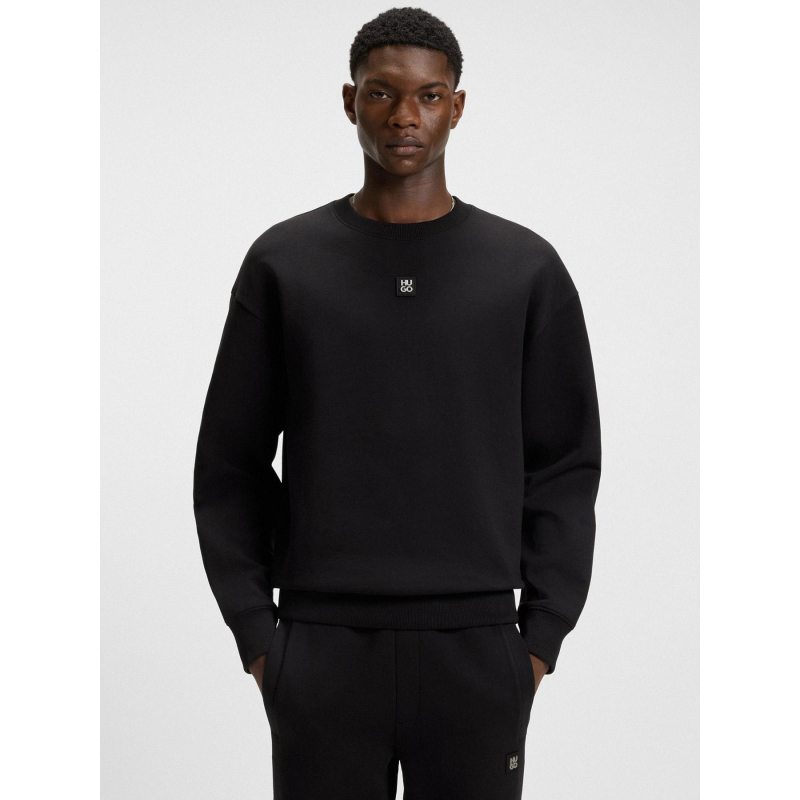 Sweat col rond à logo métallique dettil noir homme - Hugo
