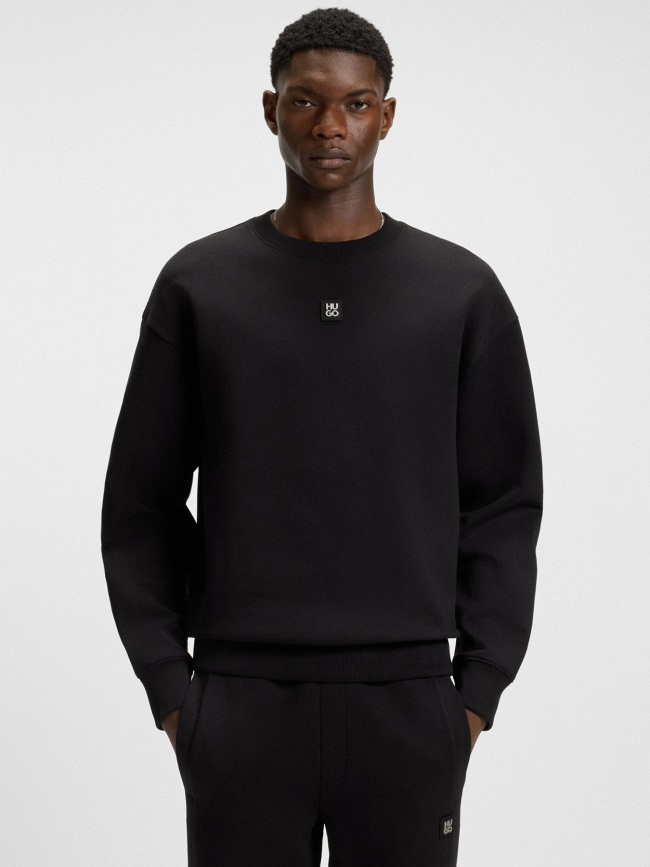 Sweat col rond à logo métallique dettil noir homme - Hugo