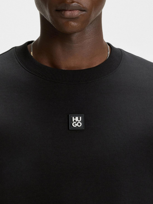 Sweat col rond à logo métallique dettil noir homme - Hugo