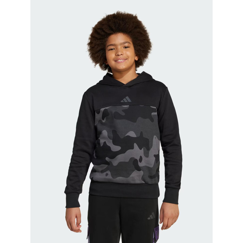 Sweat à capuche j camo fl hd noir et gris enfant - Adidas