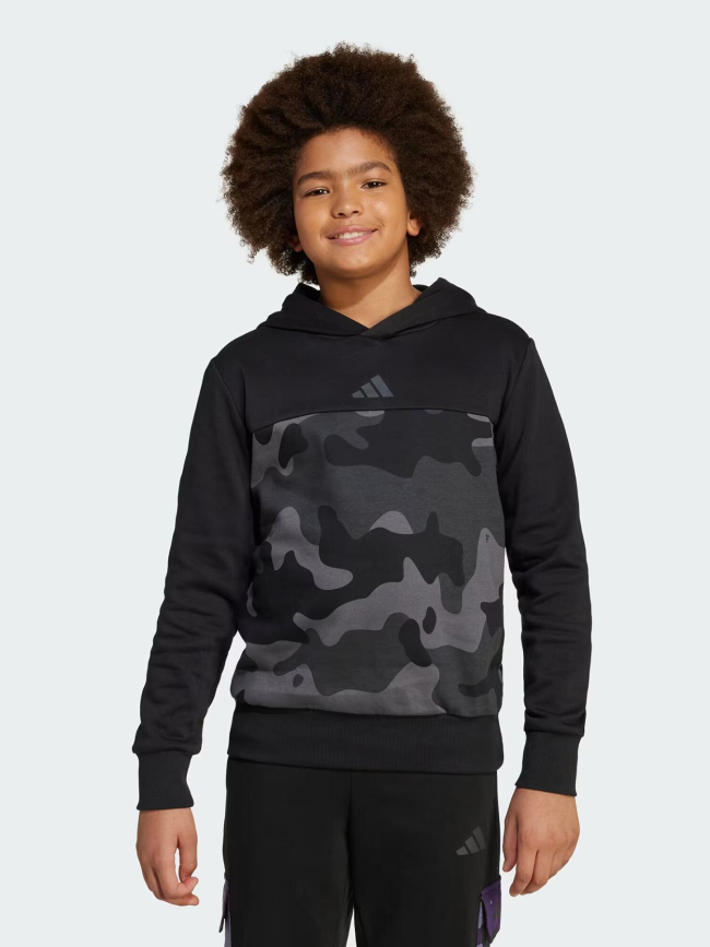 Sweat à capuche j camo fl hd noir et gris enfant - Adidas