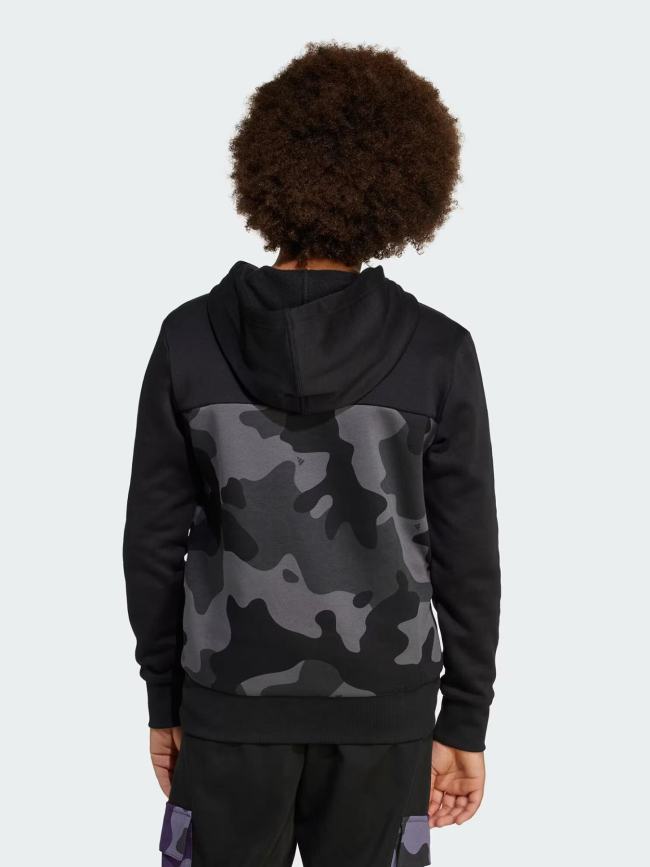 Sweat à capuche j camo fl hd noir et gris enfant - Adidas