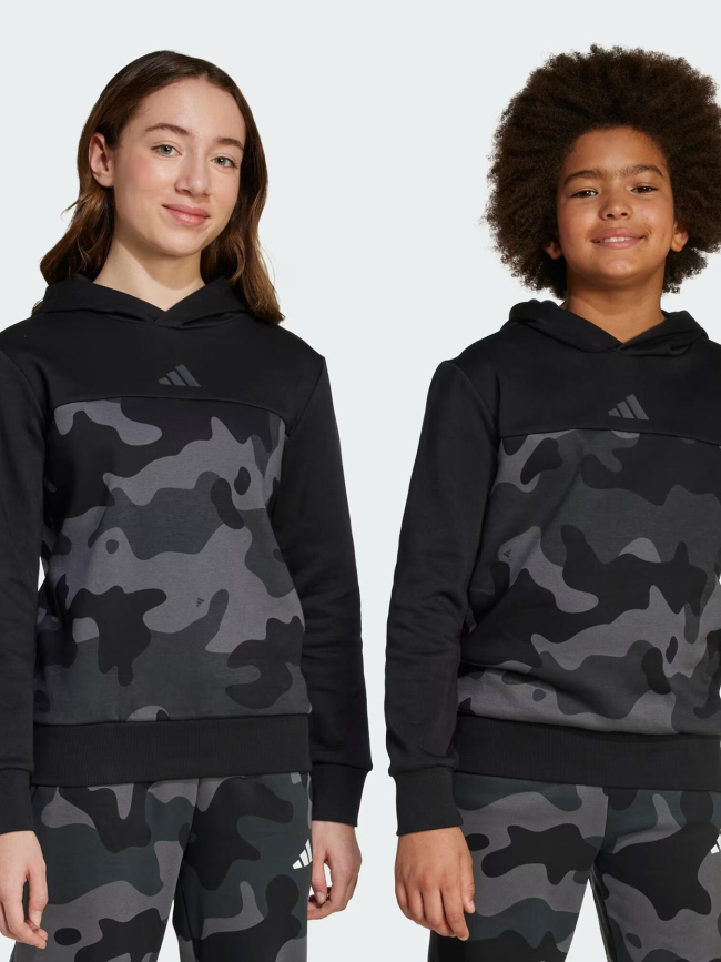 Sweat à capuche j camo fl hd noir et gris enfant - Adidas