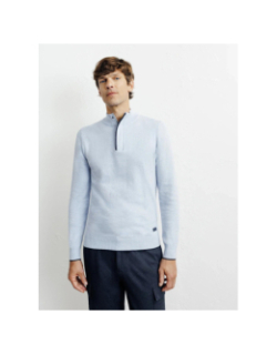 Pull à col montant demi zippé bacary bleu ciel homme - Izac