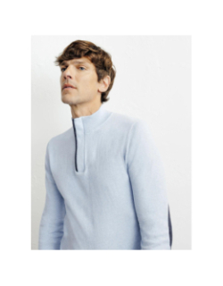 Pull à col montant demi zippé bacary bleu ciel homme - Izac