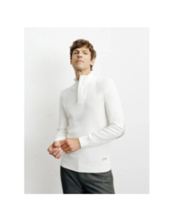 Pull à col montant demi zippé bacary écru homme - Izac