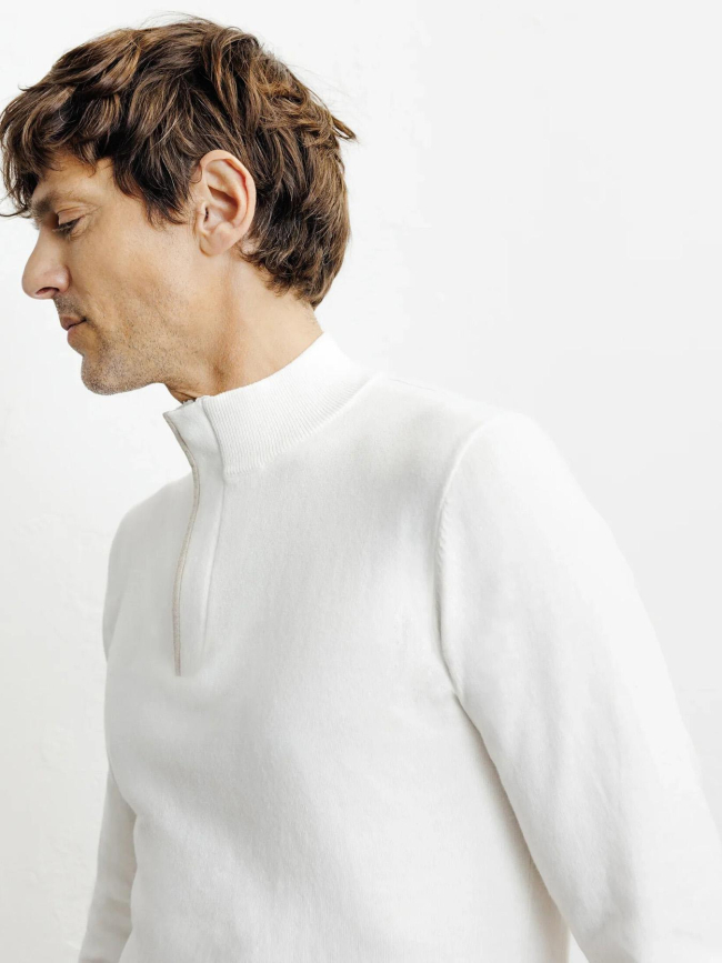 Pull à col montant demi zippé bacary écru homme - Izac