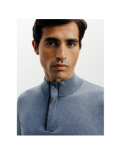 Pull à col montant demi zippé bacary bleu homme - Izac