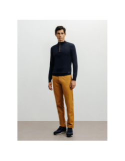 Pull à col montant demi zippé bacary bleu marine homme - Izac