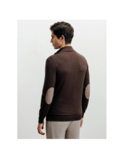 Pull à col montant demi zippé bacary marron homme - Izac