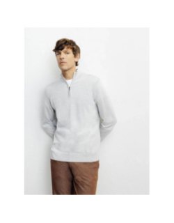 Pull à col zippé bret gris homme - Izac