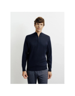 Pull à col zippé bret bleu marine homme - Izac