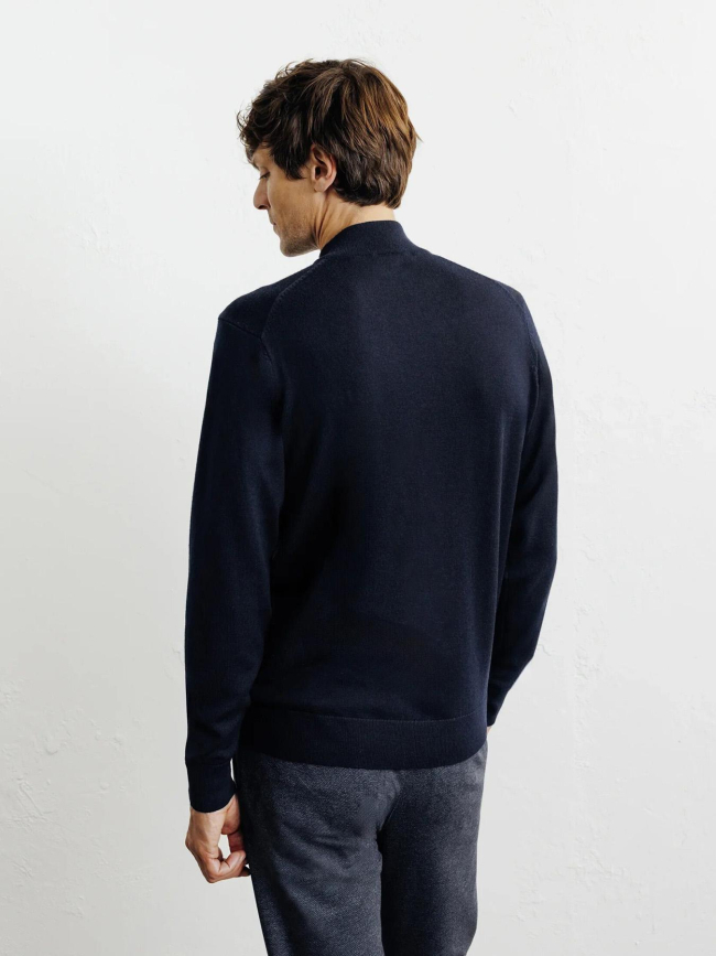 Pull à col zippé bret bleu marine homme - Izac