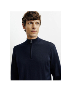 Pull à col zippé bret bleu marine homme - Izac