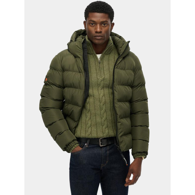 Doudoune à capuche sport kaki homme - Superdry
