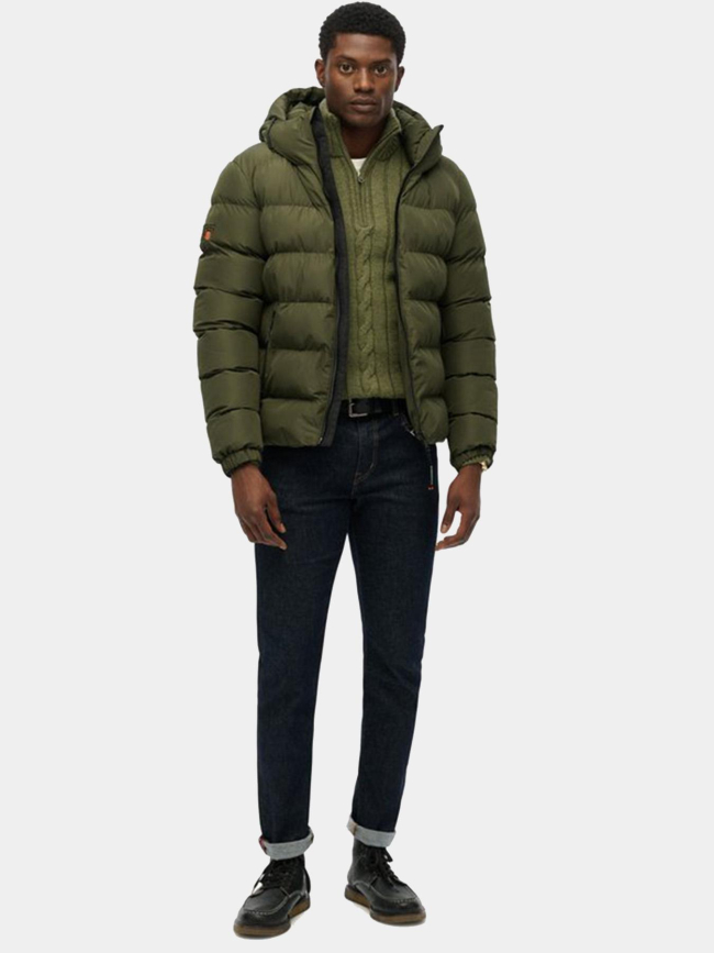 Doudoune à capuche sport kaki homme - Superdry