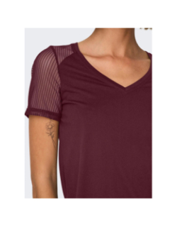 T-shirt à col v jdystinne bordeaux femme - JDY