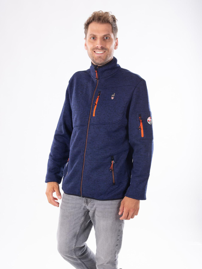 Veste polaire en maille chinée navoy bleu marine homme - Aulp