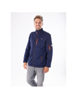 Veste polaire en maille chinée navoy bleu marine homme - Aulp