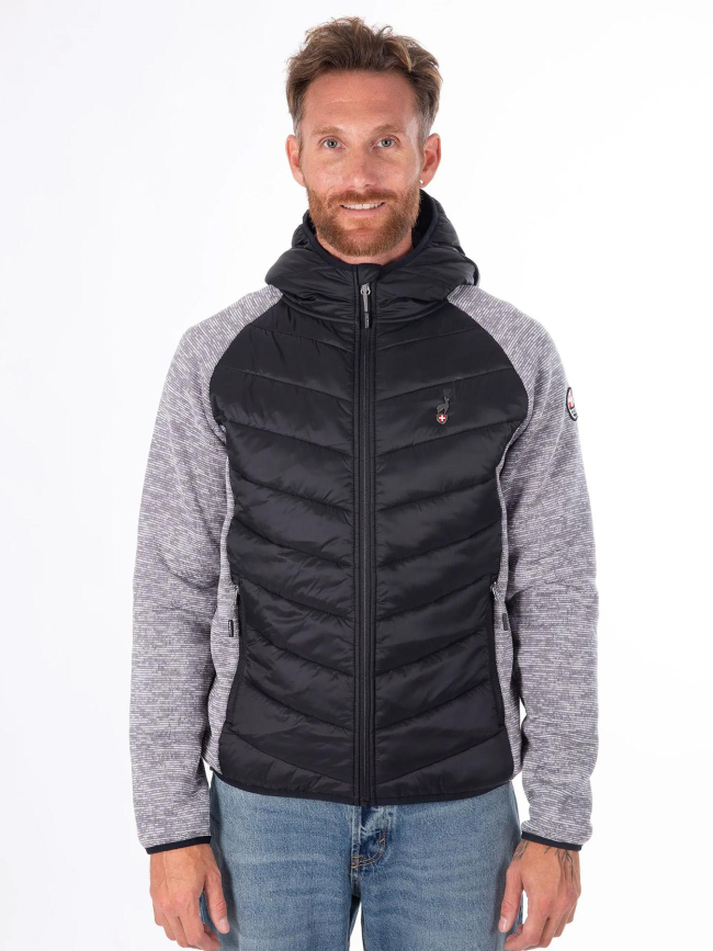 Veste hybride bi-matière vikam noir et gris homme - Aulp