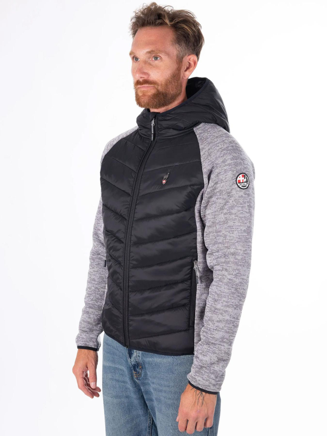 Veste hybride bi-matière vikam noir et gris homme - Aulp