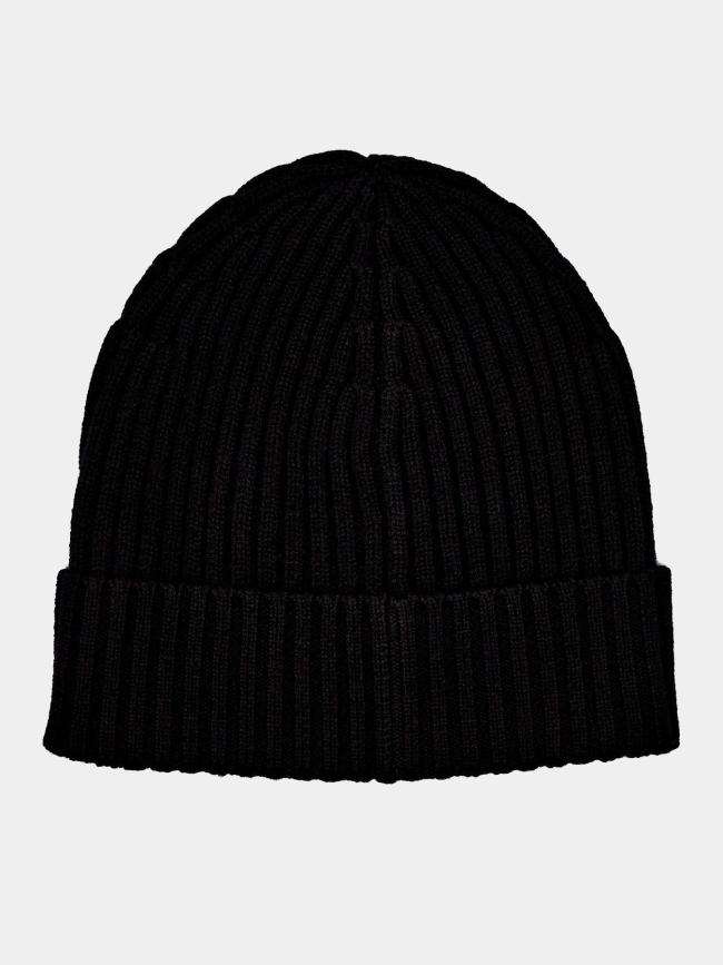 Bonnet en laine brodé noir femme - Hugo