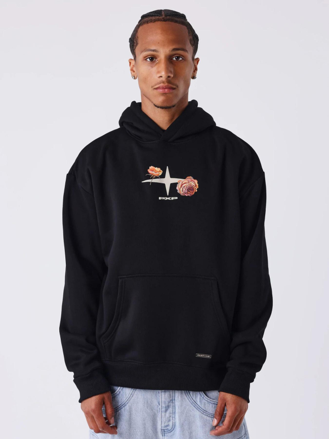 Sweat à capuche gothic roses noir homme - Project X Paris