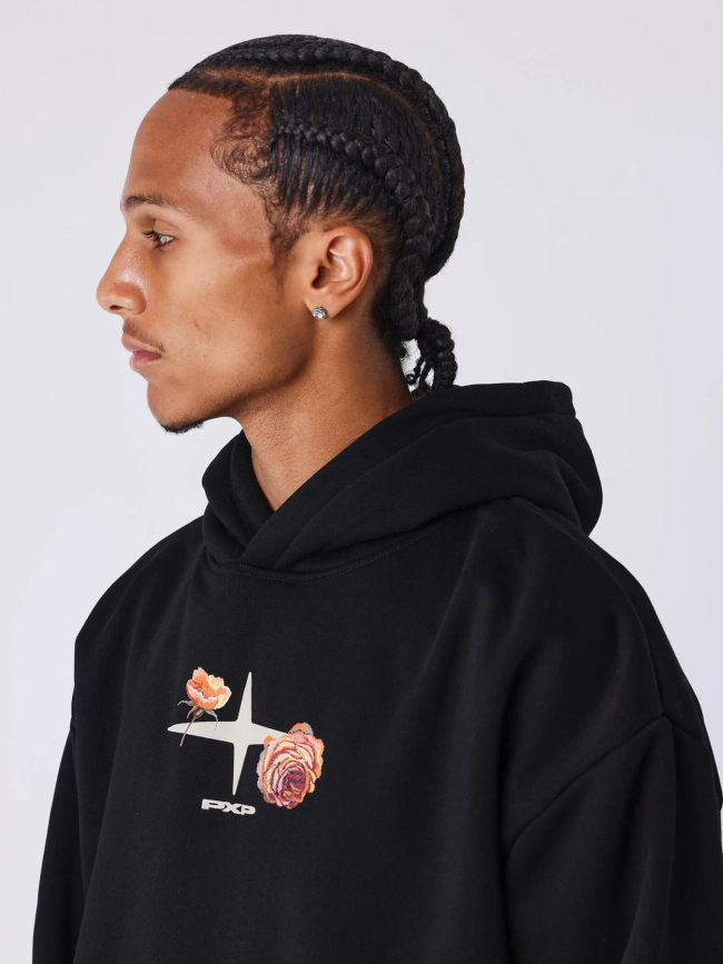 Sweat à capuche gothic roses noir homme - Project X Paris