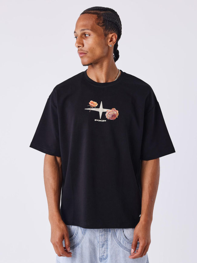T-shirt à manches courtes gothic roses noir homme - Project X Paris