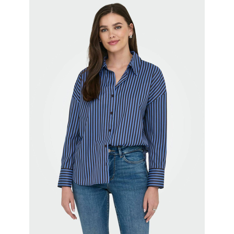 Chemise rayée loose vesper bleu marron femme - Jdy