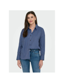 Chemise rayée loose vesper bleu marron femme - Jdy