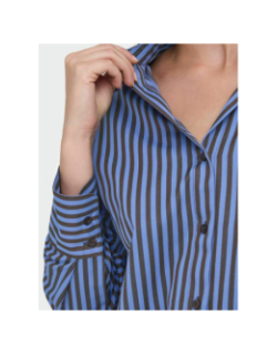 Chemise rayée loose vesper bleu marron femme - Jdy