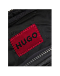 Sac reporter en similicuir grainé à logo revisité noir homme - Hugo