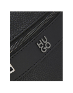 Sac reporter en similicuir grainé à logo revisité noir homme - Hugo