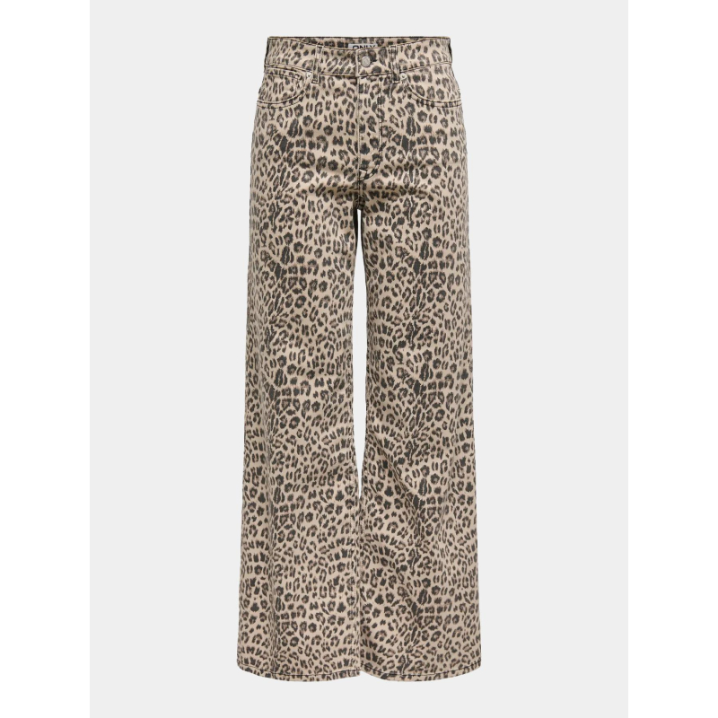 Jean large à motif leopard onlmadisson beige femme - Only