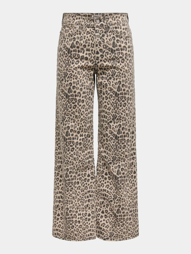Jean large à motif leopard onlmadisson beige femme - Only