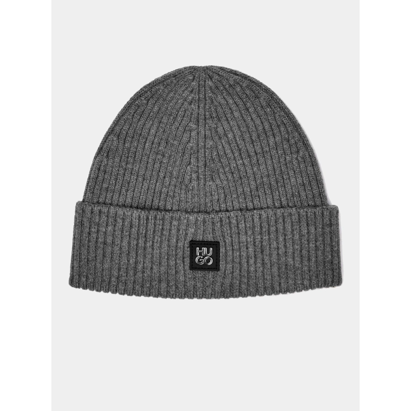 Bonnet en laine à logo métallique xola gris homme - Hugo